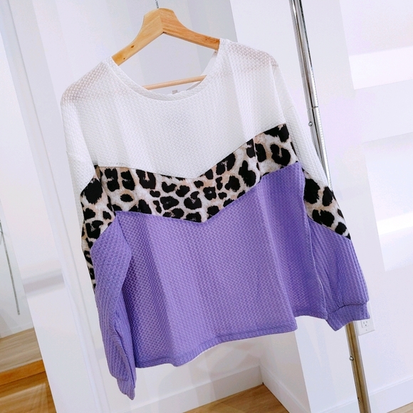 Colour Block Leopard Animal Print Over sized - Picture 1 of 5